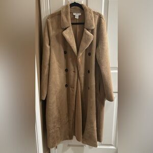 Faux Fur/Leather Long Winter Coat